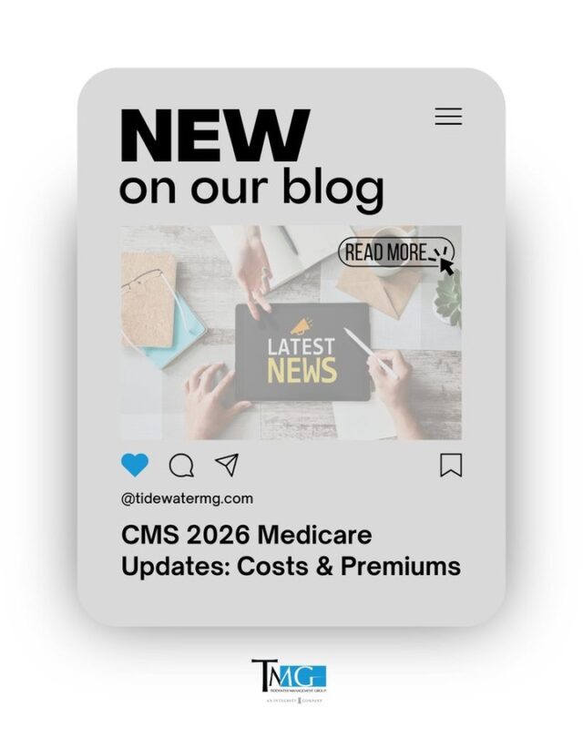 How will CMS 2026 costs and premiums impact your clients? We've broken down everything you need to know from CMS's recent announcement. 

Head to our blog for the full update: https://tidewatermg.com/cms-2026-medicare-updates-costs-premiums/
